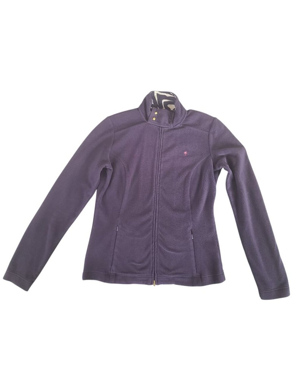 Lilly Pulitzer Women's Size S Purple Zip-Up Fleece Jacket Gold Button Detail